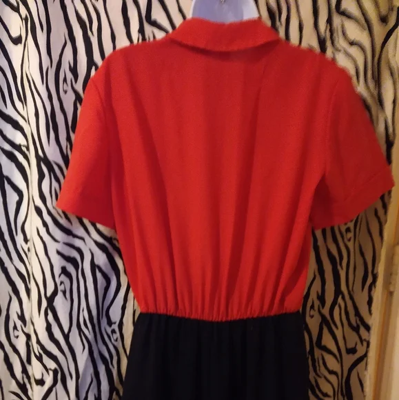 High neck collar, color block vintage dress by KH2 - Picture 6 of 11